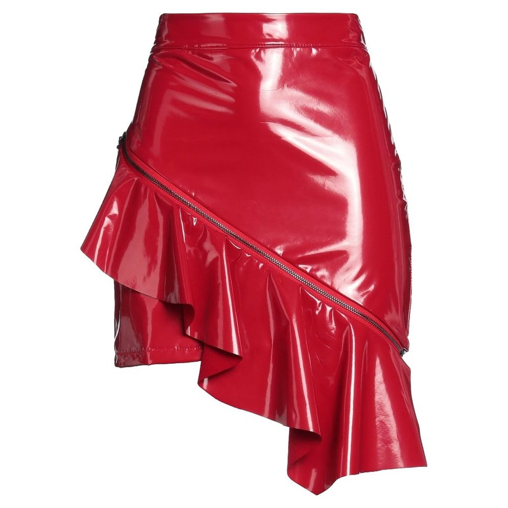 VANESSA SCOTT Red Asymmetrical Skirt: Italian Crafted Elegance Sz Small